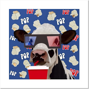 Funny Movie Cow | Popcorn Lover Posters and Art